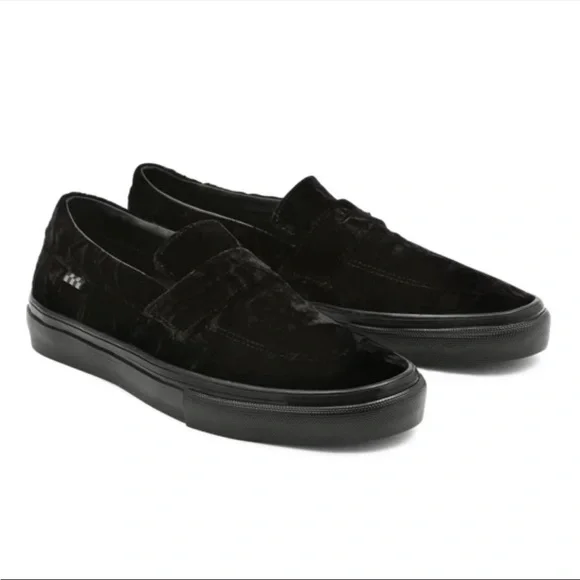 Vans Slip Ons Velvet Vans Office Vans Skate Style 53 Velvet Black
